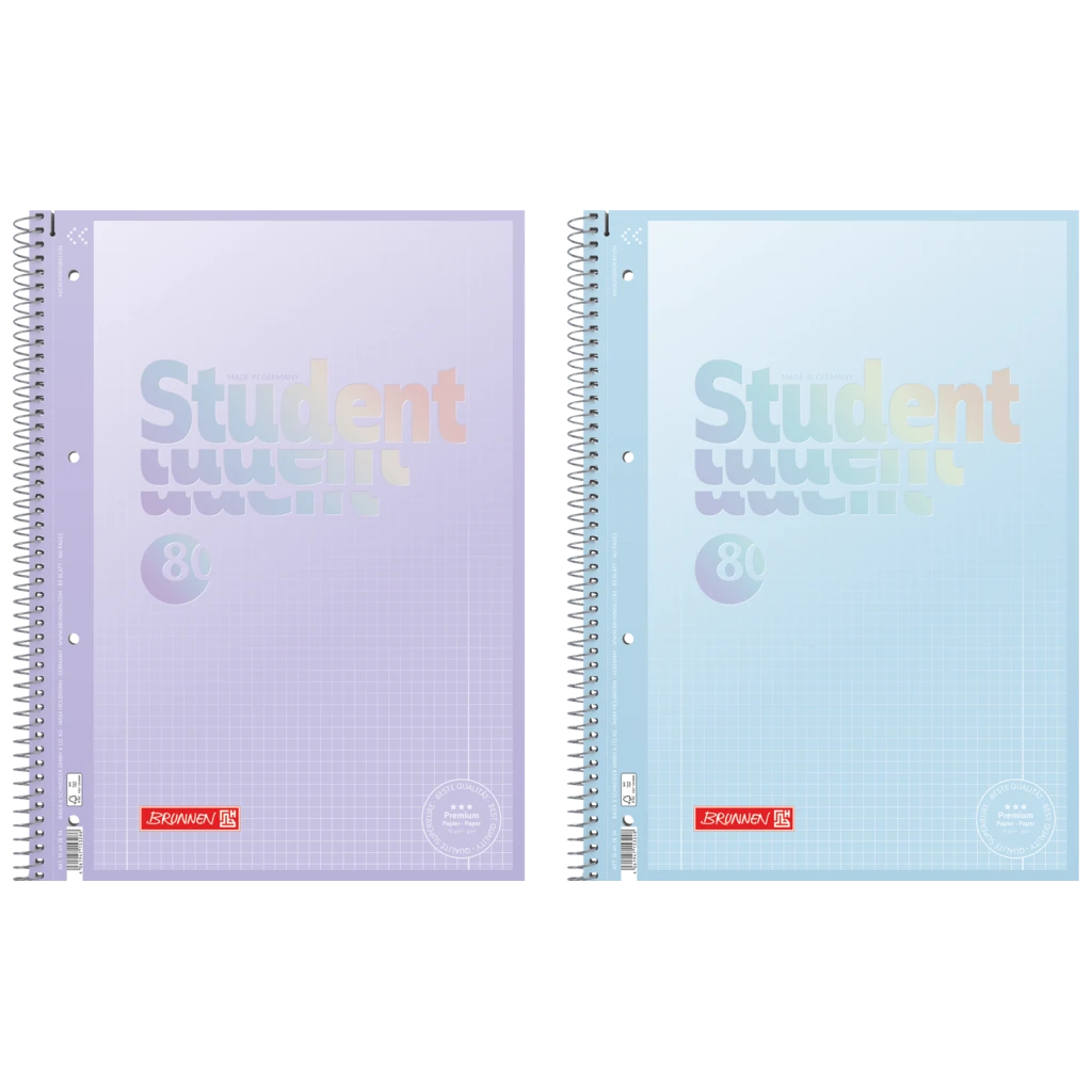 Anteckningsbok Premium Student “Pastell 2” | A4, linjal 28, 80 blad / 160 sidor, sorterat