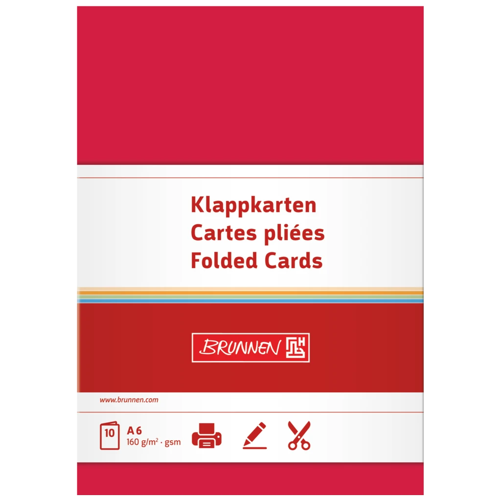 Vikbara kort Universellt papper | A6, 105×150 mm, 160 g/m², medelröd, 10 styck