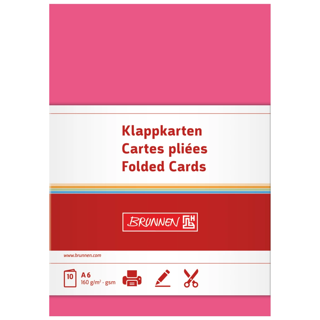 Vikbara kort Universellt papper | A6, 105×150 mm, 160 g/m², fuchsia, 10 styck