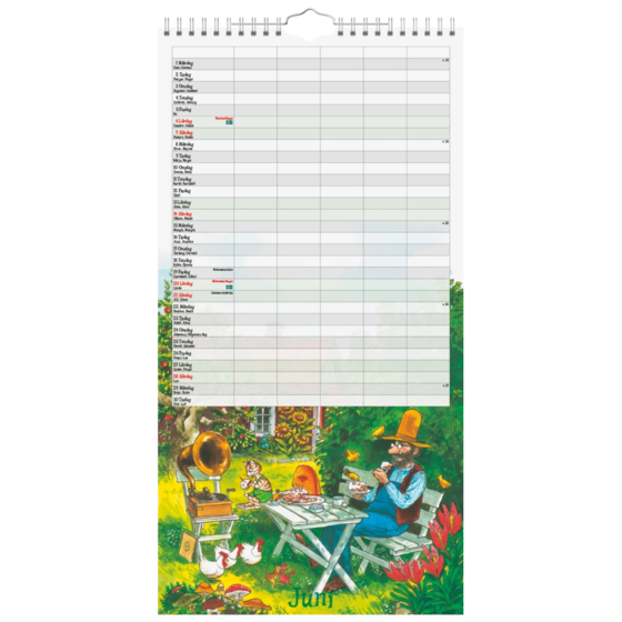 Familjekalender Pettson och Findus 2027 | 22×43 cm