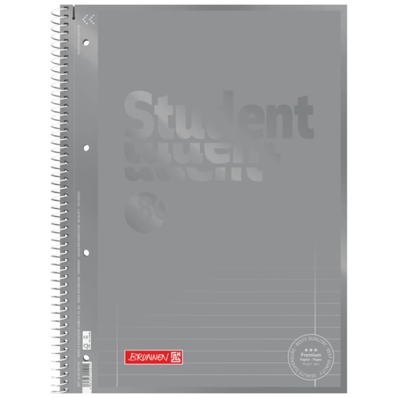 Anteckningsbok Premium Student Colour Code | A4, linjal 27, 80 blad / 160 sidor, silver