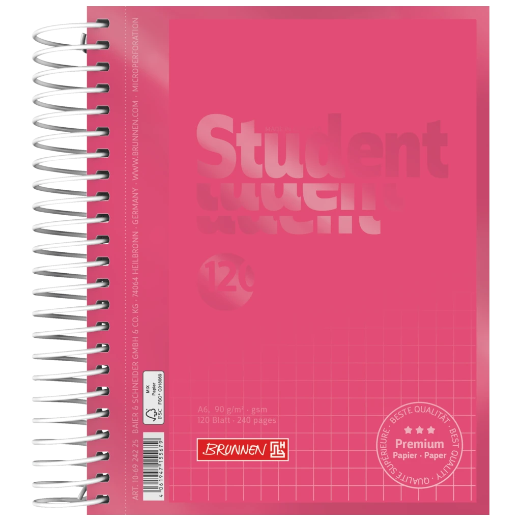 Anteckningsbok för college Premium Student Colour Code | A6, rutat, 120 blad / 240 sidor, tulip