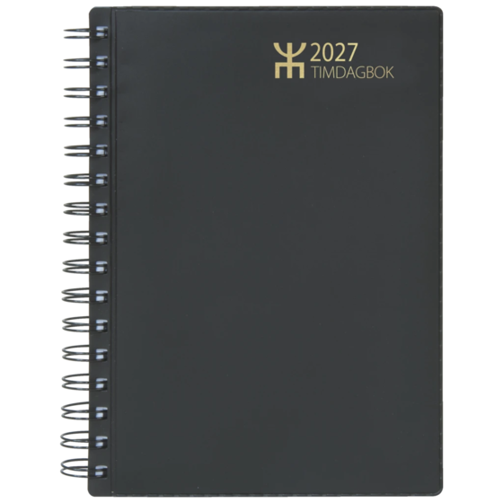Fickkalender Timdagbok 2027 | A5, plast, svart