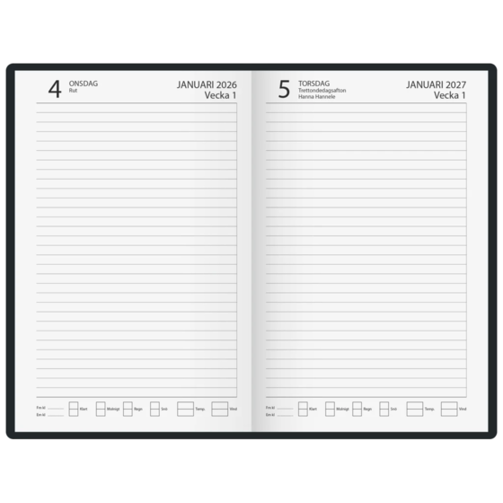 Fickkalender Årsdagbok | A5, läderimitation, brun