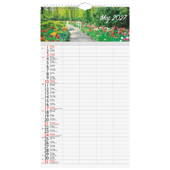 Familjekalender Helår 2027 “FI_Language” 4 kolumner | 21×38 cm