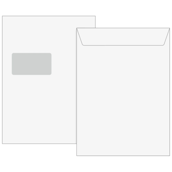Kuvert med fönster | 229×324 mm, C4, 120 g/m², vit, 25 styck