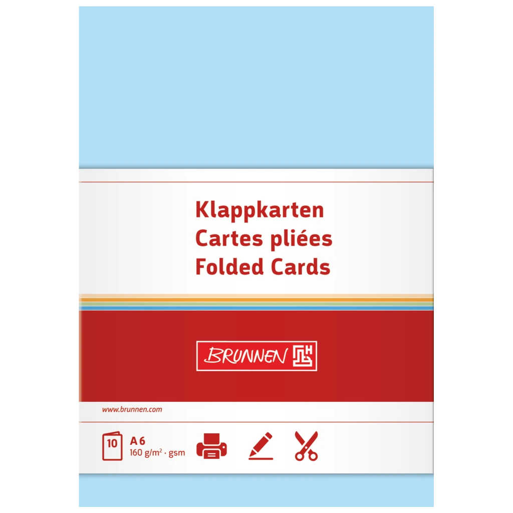 Vikbara kort Universellt papper | A6, 105×150 mm, 160 g/m², ljusblå, 10 styck