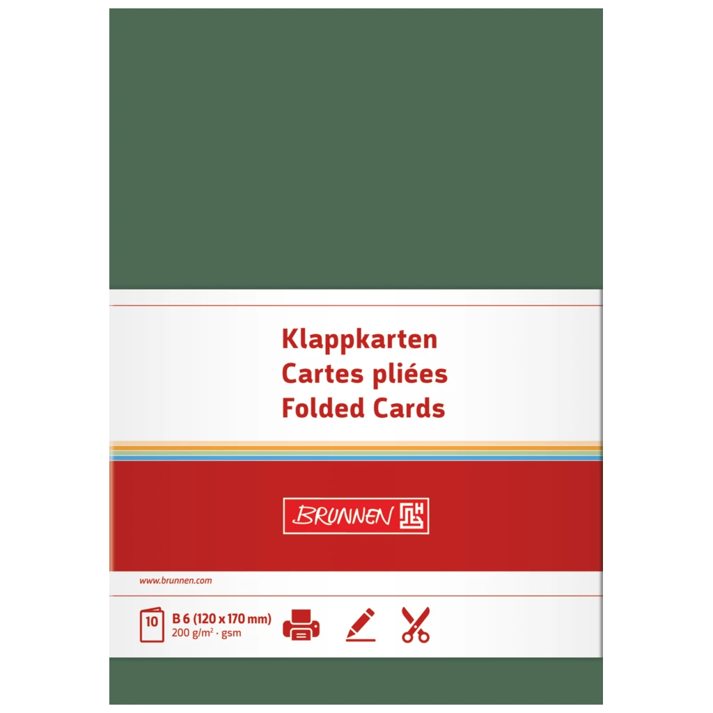 Vikbara kort Universellt papper | B6, 200 g/m², mossgrön, 10 styck