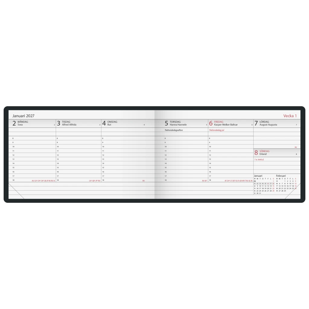 Fickkalender Lilla Plan 2027 | 15×9 cm, plast, svart