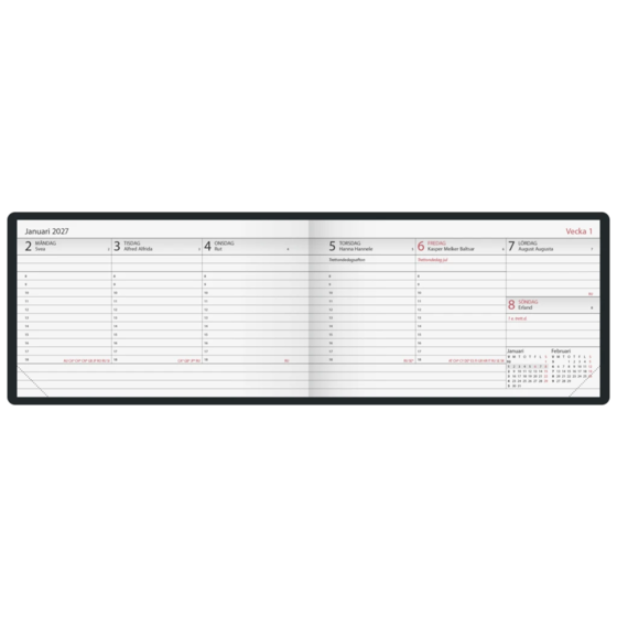 Fickkalender Lilla Plan 2027 | 15×9 cm, läder, mörkblå
