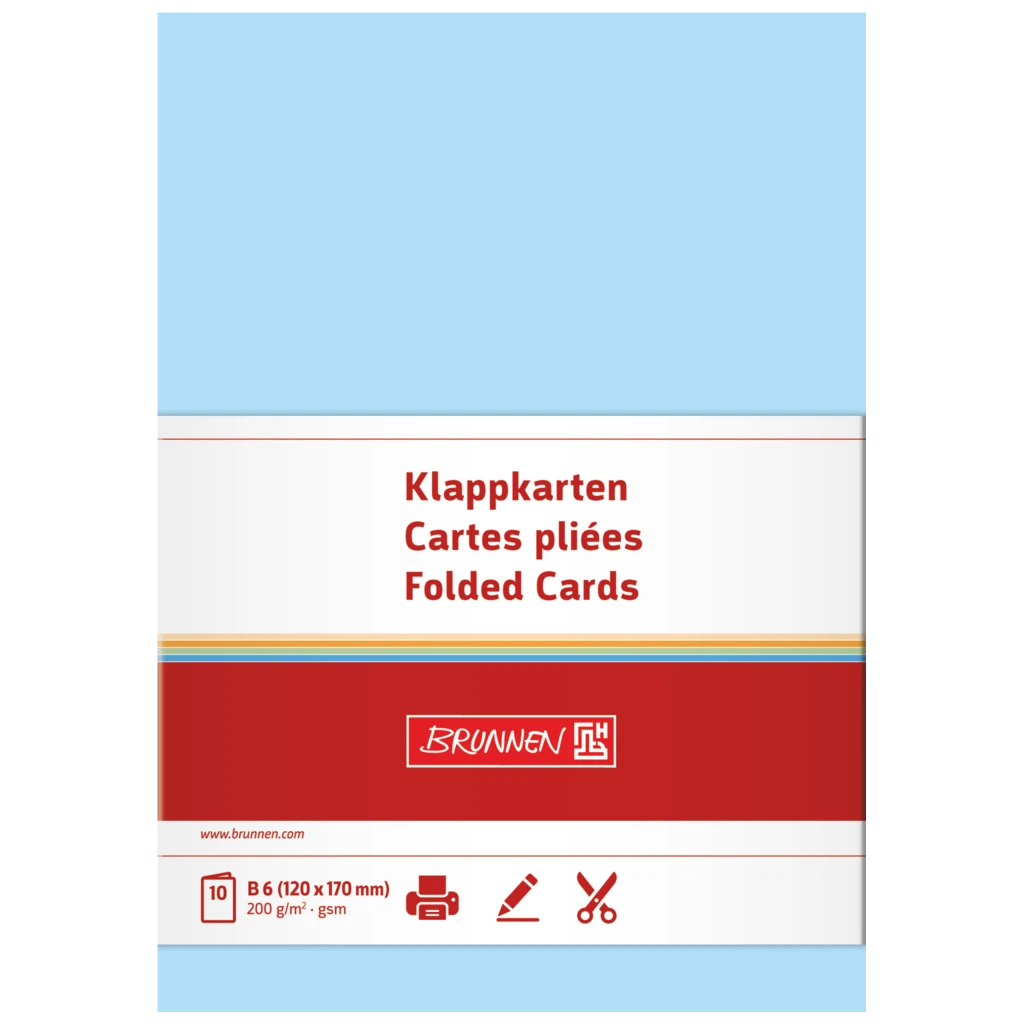 Vikbara kort Universellt papper | B6, 200 g/m², ljusblå, 10 styck