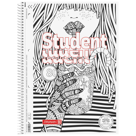 Anteckningsbok Premium Student “Cocktail” ZENart | A4, linjal 28, 80 blad / 160 sidor, vit
