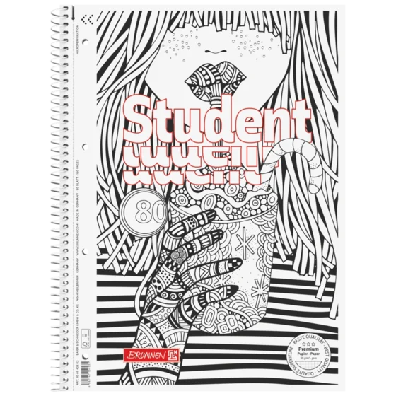 Anteckningsbok Premium Student “Cocktail” ZENart | A4, linjal 28, 80 blad / 160 sidor, vit