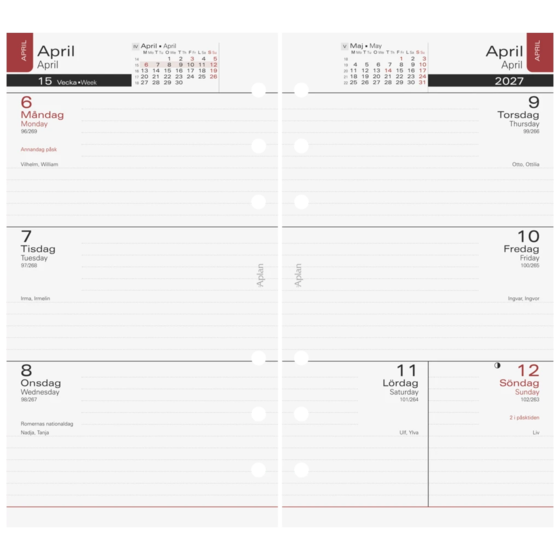 Refill Systemkalender Aplan Diary classic 2026/2027 | 92×168 mm
