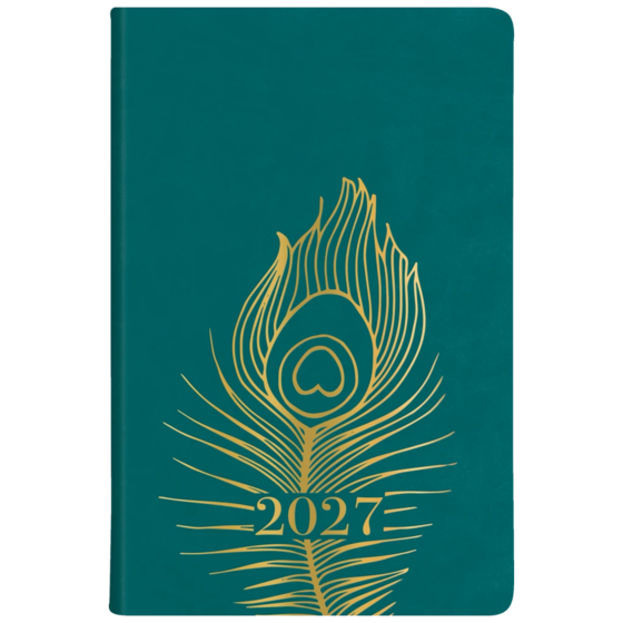 Fickkalender Classico 2027 “Peacock” | 8,2×12,8 cm, läderimitation