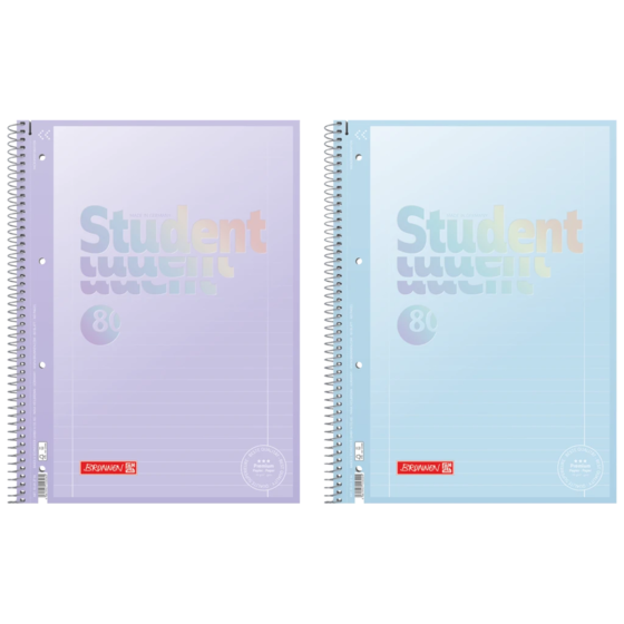 Anteckningsbok Premium Student “Pastell 2” | A4, linjal 27, 80 blad / 160 sidor, sorterat