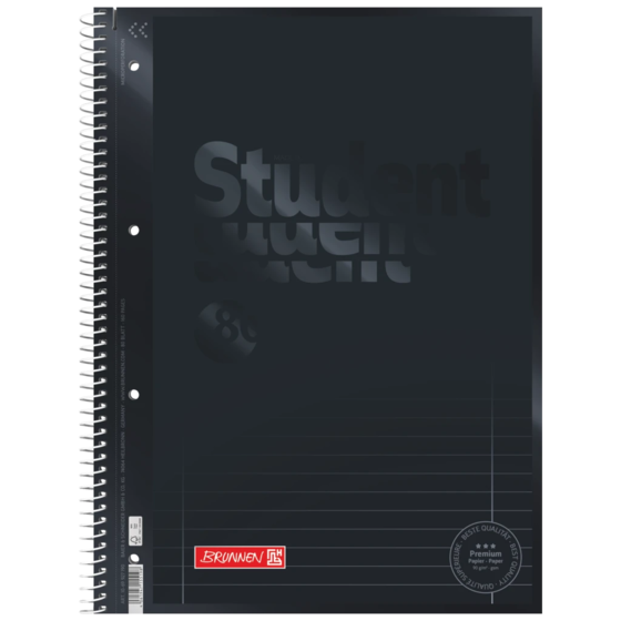 Anteckningsbok Premium Student Colour Code | A4, linjal 27, 80 blad / 160 sidor, onyx