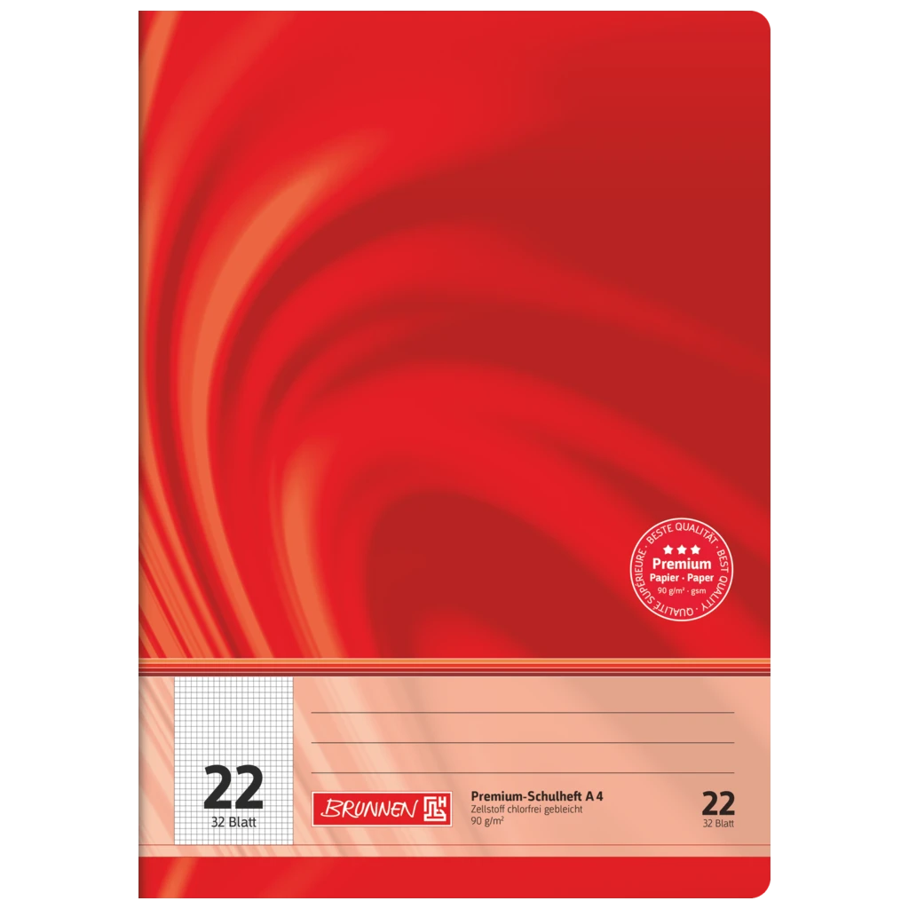 Övningsbok Premium Vivendi | A4, linjal 22, 32 blad / 64 sidor, röd