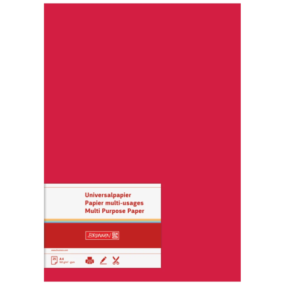 Multifunktionellt papper Universellt papper | A4, 160 g/m², medelröd, 25 blad