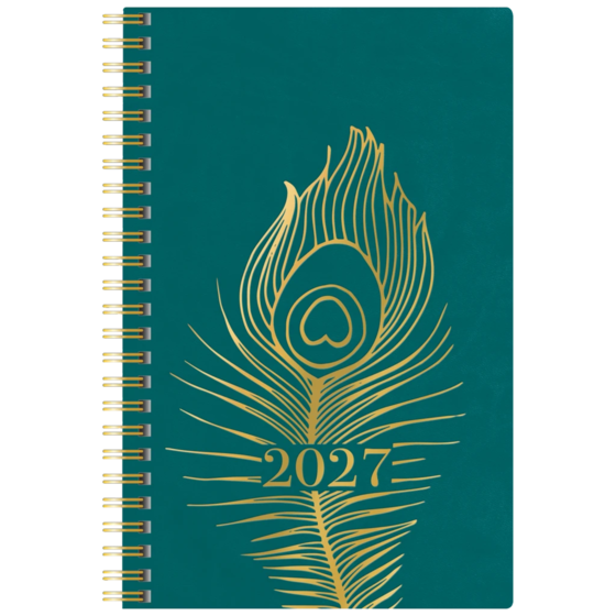 Fickkalender Executive 2027 “Peacock” | 8,2×12,8 cm, läderimitation