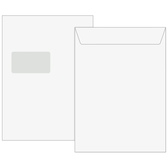 Kuvert med fönster | 229×324 mm, C4, 120 g/m², vit, 100 styck