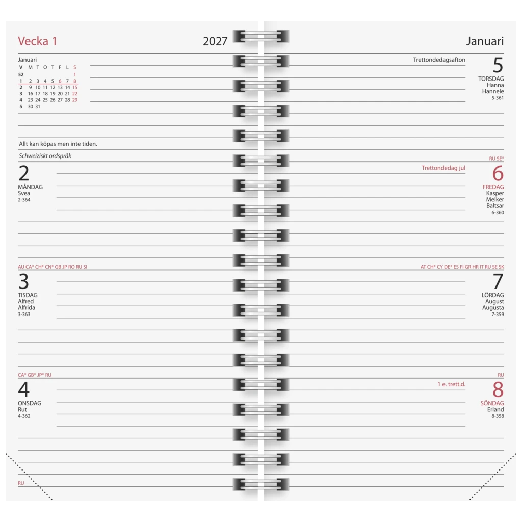 Fickkalender ProPlan Nova Classic 2027 Refill | 8,7×15,3 cm, kartong