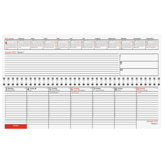 Bordskalender Veckoblock | 31×9 cm, orange