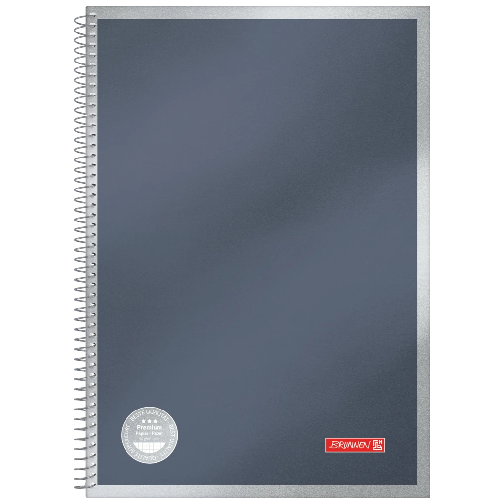 Spiralanteckningsbok Premium Metallic | A4, checkad, 100 blad / 200 sidor, antracit