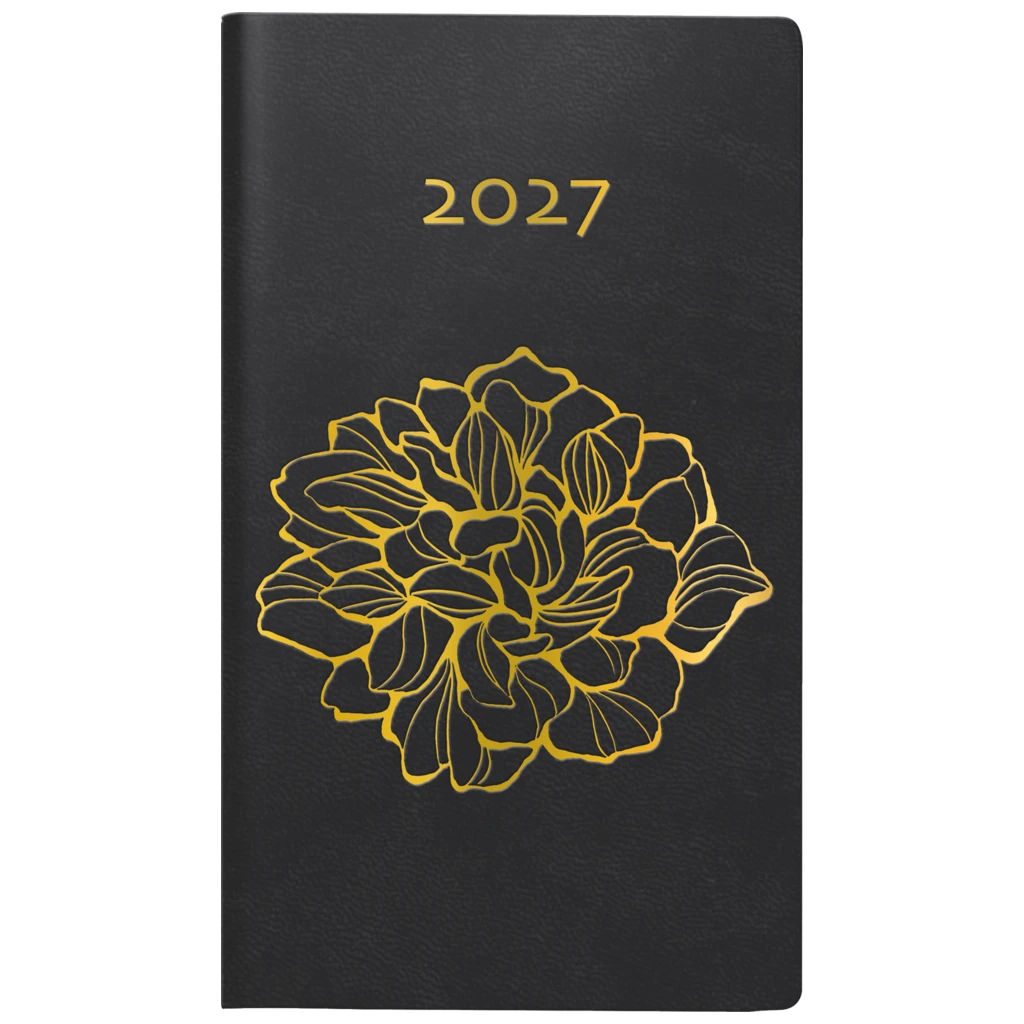 Fickkalender Manager 2027 “Flora” | 8,7×15,3 cm, läderimitation