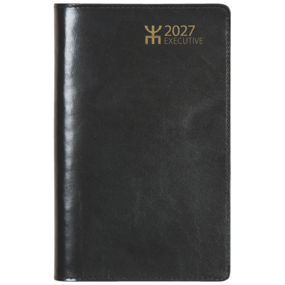 Fickkalender Executive 2027 | 8,2×12,8 cm, läder, svart