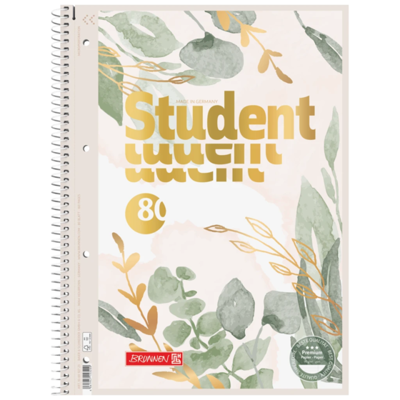 Anteckningsbok Premium Student “Bloom” | A4, linjal 27, 80 blad / 160 sidor