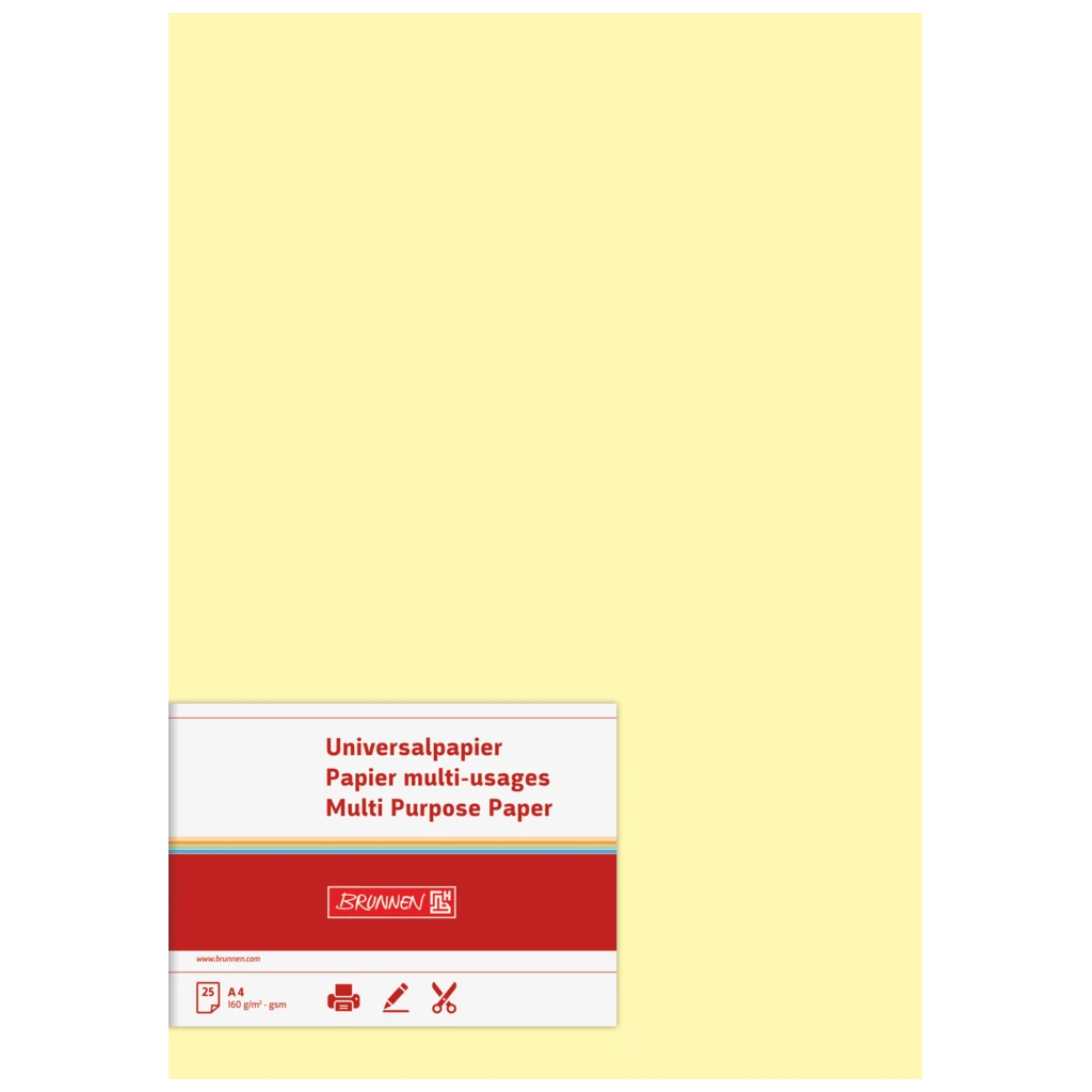 Multifunktionellt papper Universellt papper | A4, 160 g/m², ljusgul, 25 blad