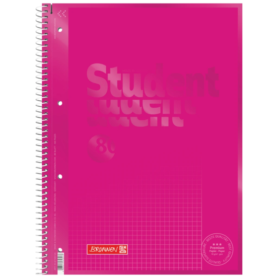 Anteckningsbok för college Premium Student Colour Code, A4, 160 sidor, linjal 26, pink