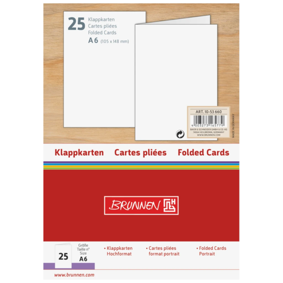 Brev- och hobbykort | A6, 105×148 mm, 250 g/m², vit, 25 styck