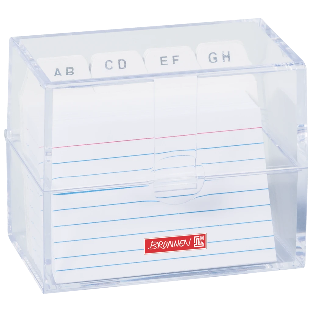 Box för indexkort fylld | 85×75×48 mm, A8, genomskinlig