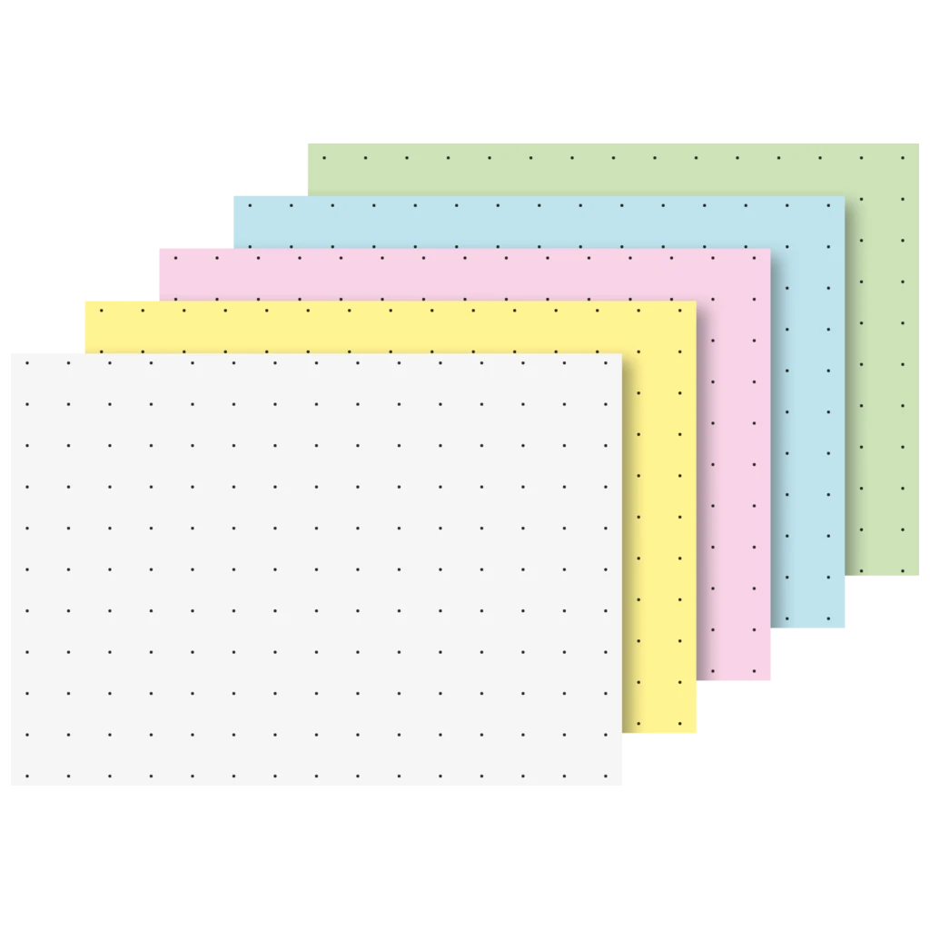Indexkort | 74×52 mm, A8, dottad, sorterat, 100 styck