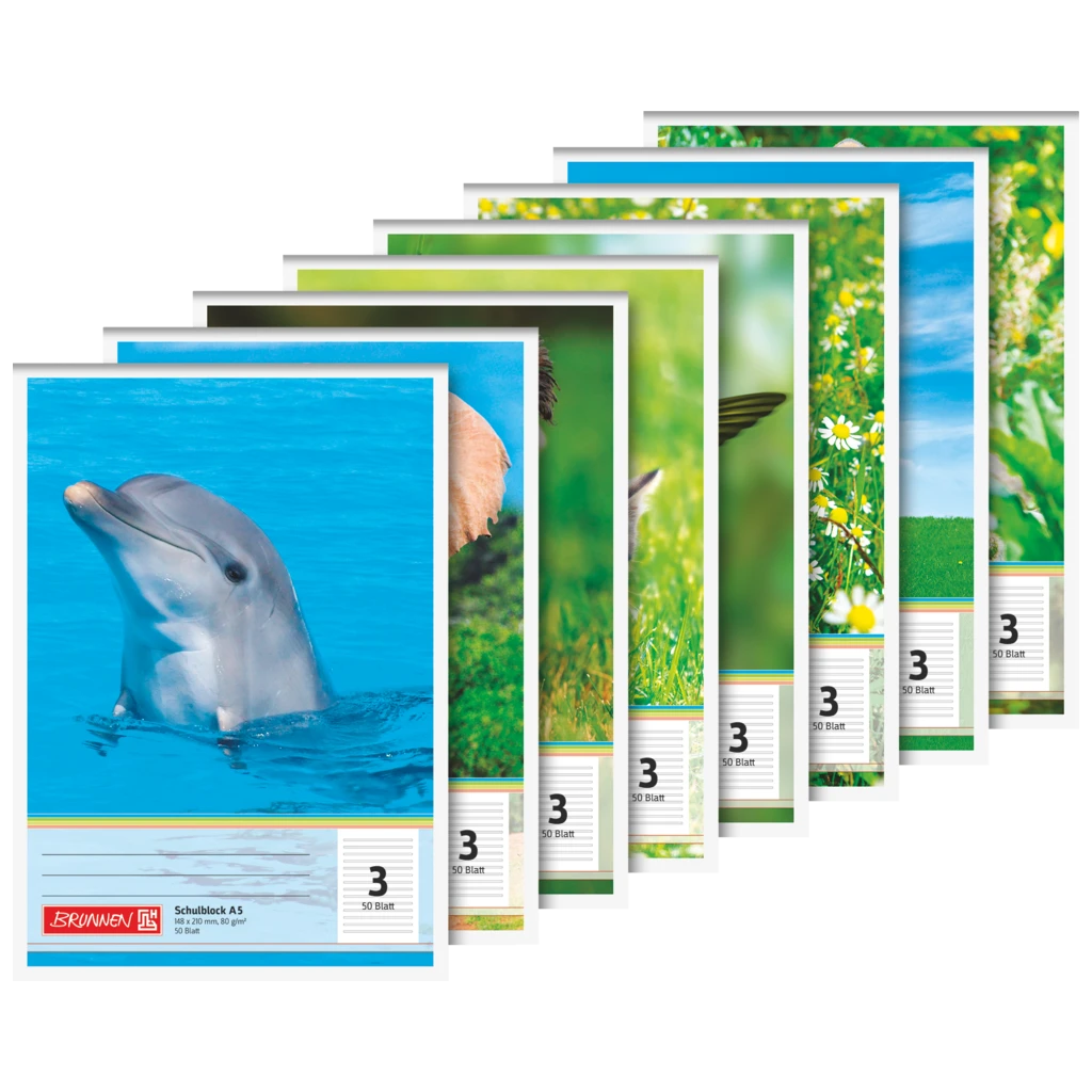 Skolblock perforerad | A5, linjal 3, 50 blad, sorterat