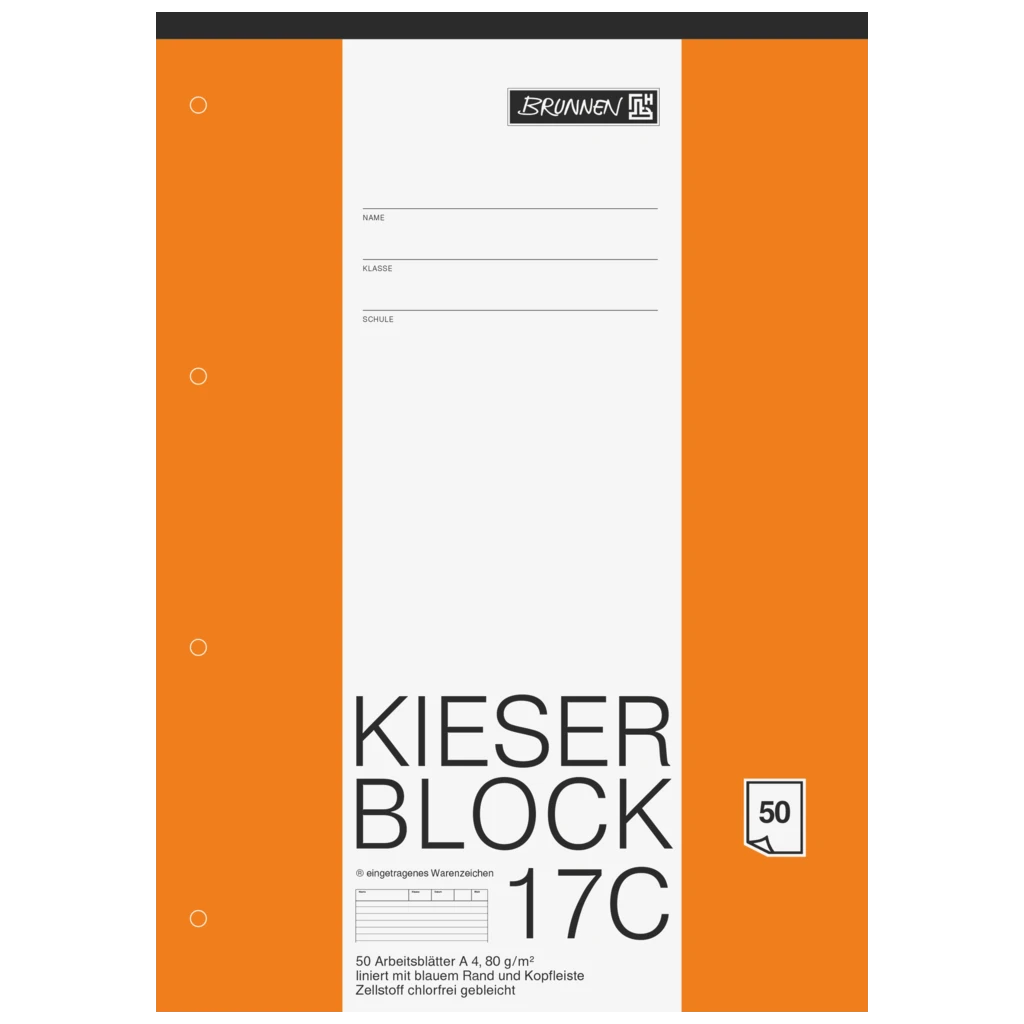 KIESER block perforerad | A4, linjal 21, 50 blad / 100 sidor, mångfärgad