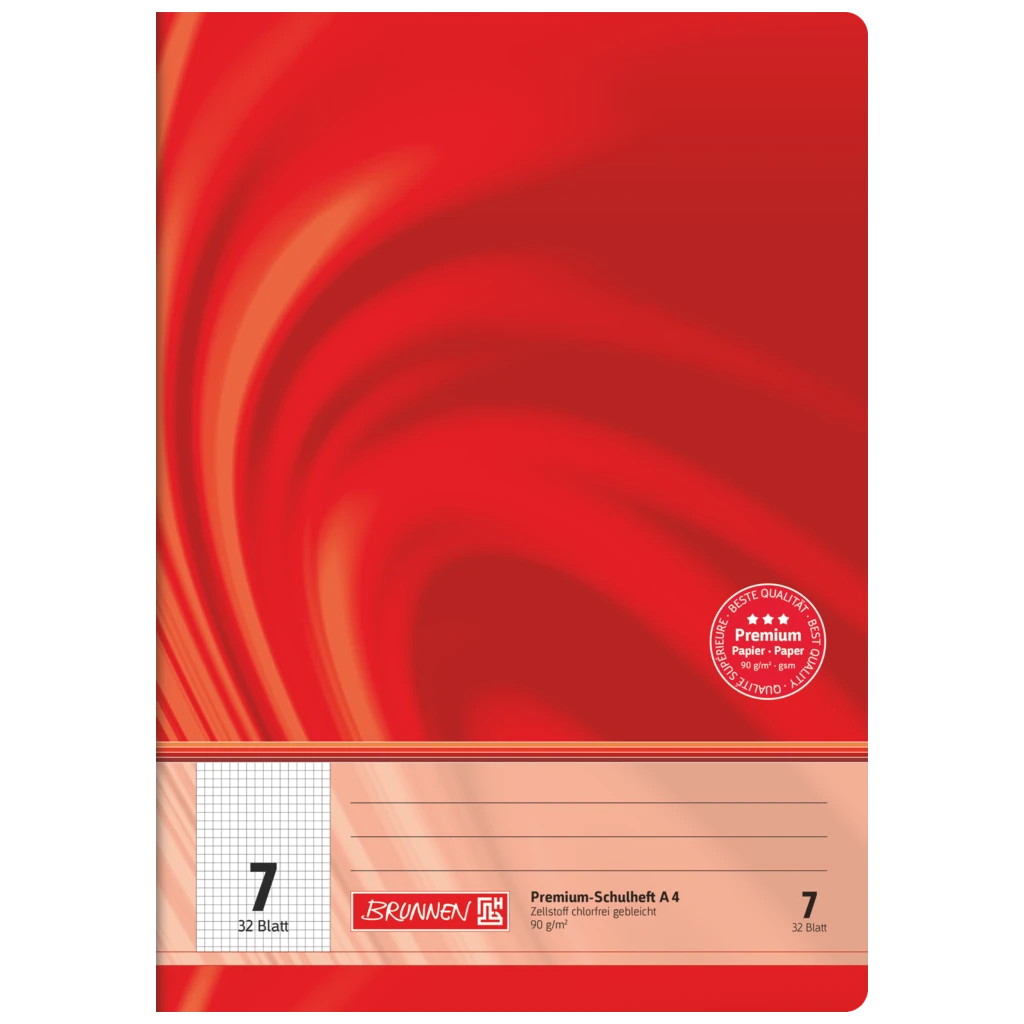 Övningsbok Premium Vivendi | A4, linjal 7, 32 blad / 64 sidor, röd
