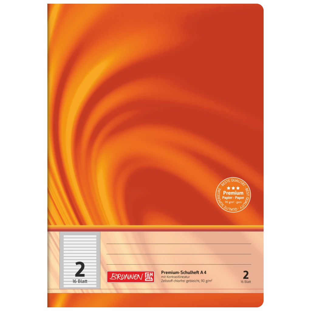 Övningsbok Premium Vivendi | A4, linjal 2, 16 blad / 32 sidor, orange