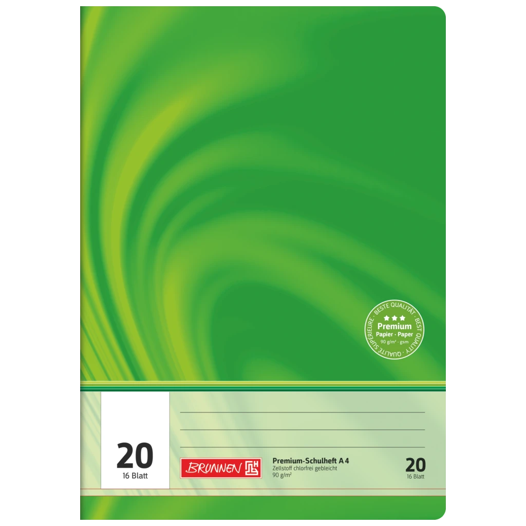 Övningsbok Premium Vivendi | A4, linjal 20, 16 blad / 32 sidor, grön