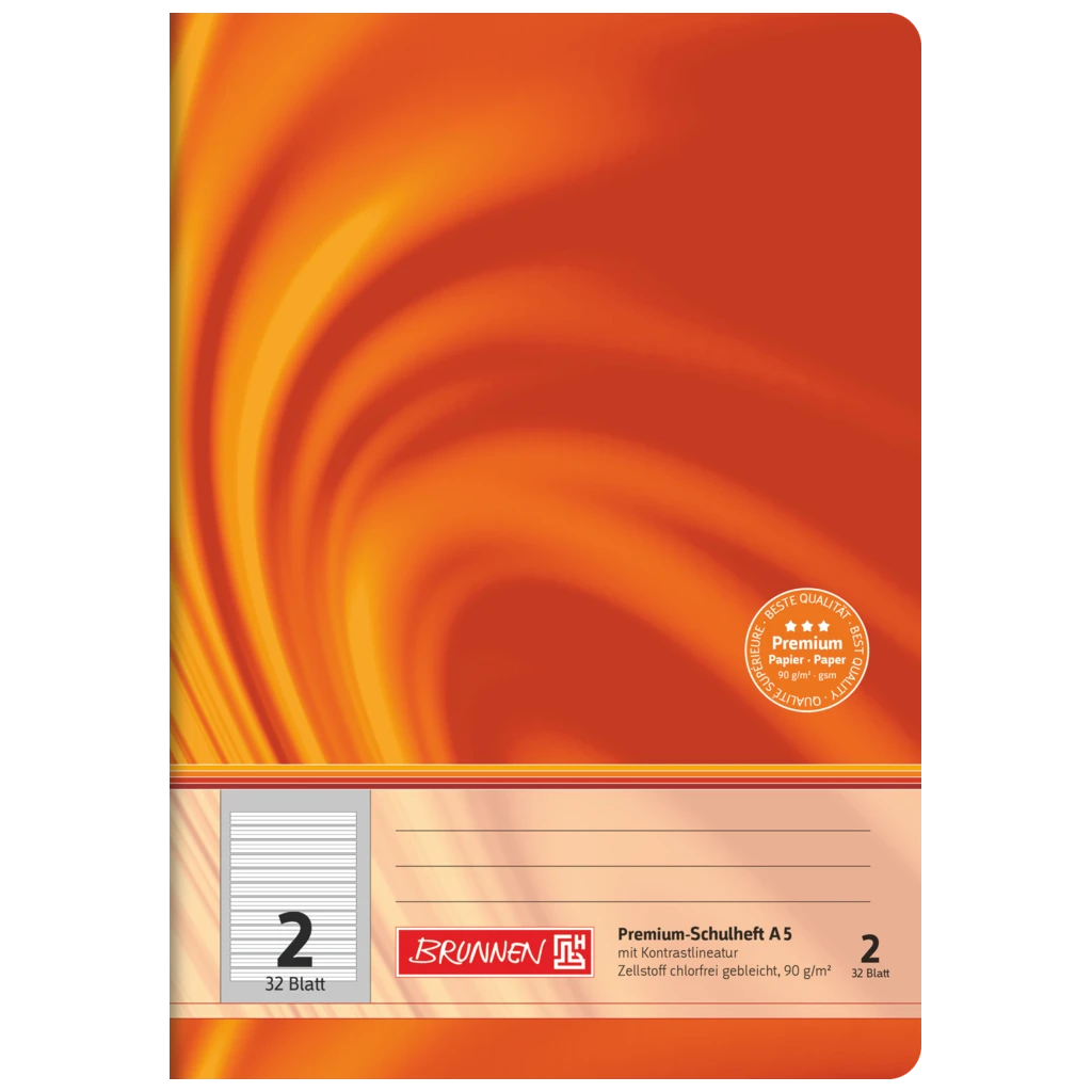 Övningsbok Premium Vivendi | A5, linjal 2, 32 blad / 64 sidor, orange