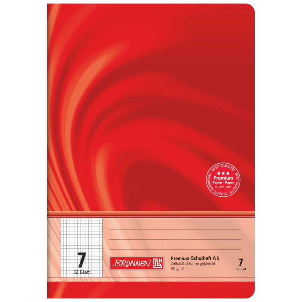 Övningsbok Premium Vivendi | A5, linjal 7, 32 blad / 64 sidor, röd