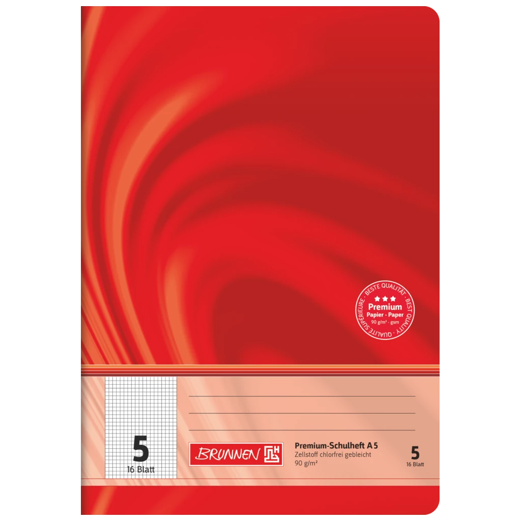 Övningsbok Premium Vivendi | A5, linjal 5, 16 blad / 32 sidor, röd