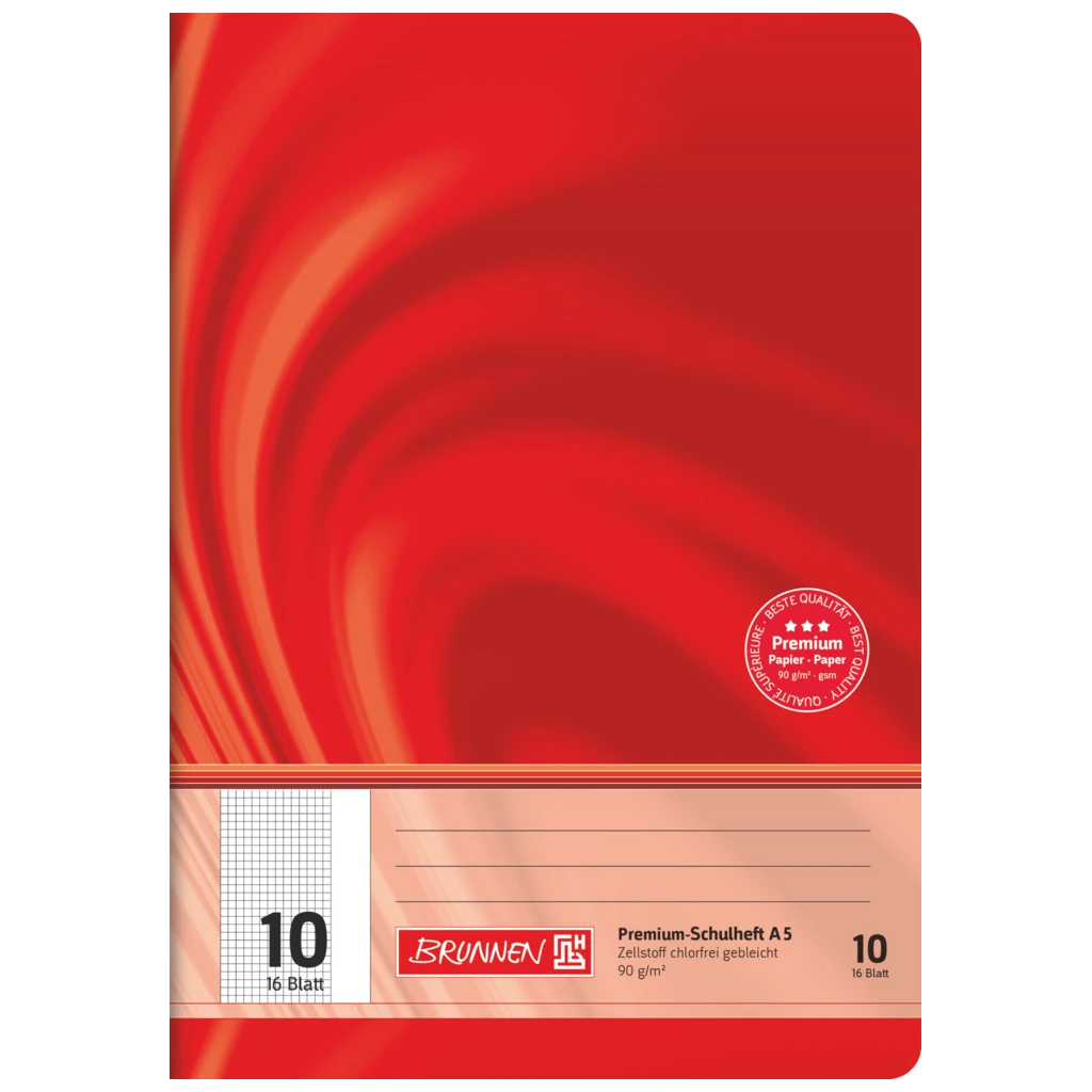 Övningsbok Premium Vivendi | A5, linjal 10, 16 blad / 32 sidor, röd