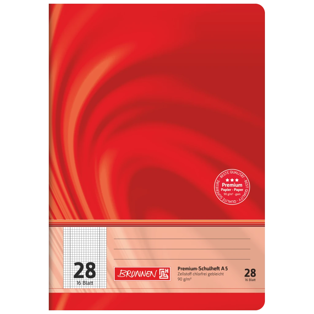 Övningsbok Premium Vivendi | A5, linjal 28, 16 blad / 32 sidor, röd