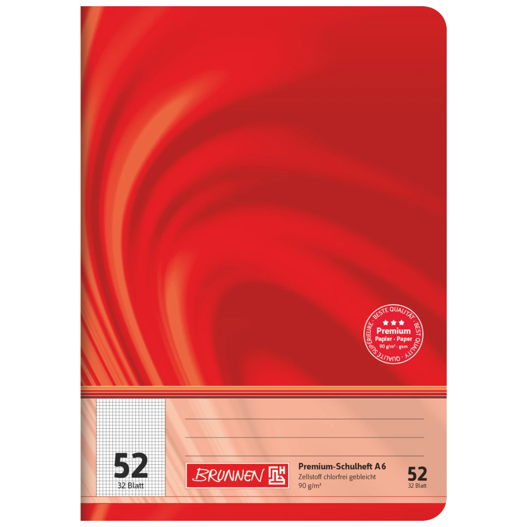 Övningsbok Premium Vivendi | A6, linjal 52, 32 blad / 64 sidor, röd