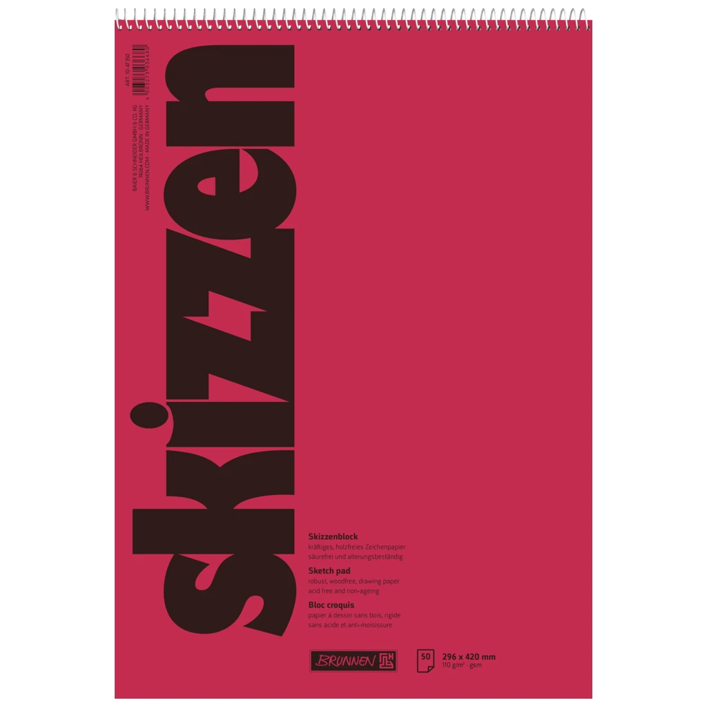 Skissblock | A3, 50 blad, röd