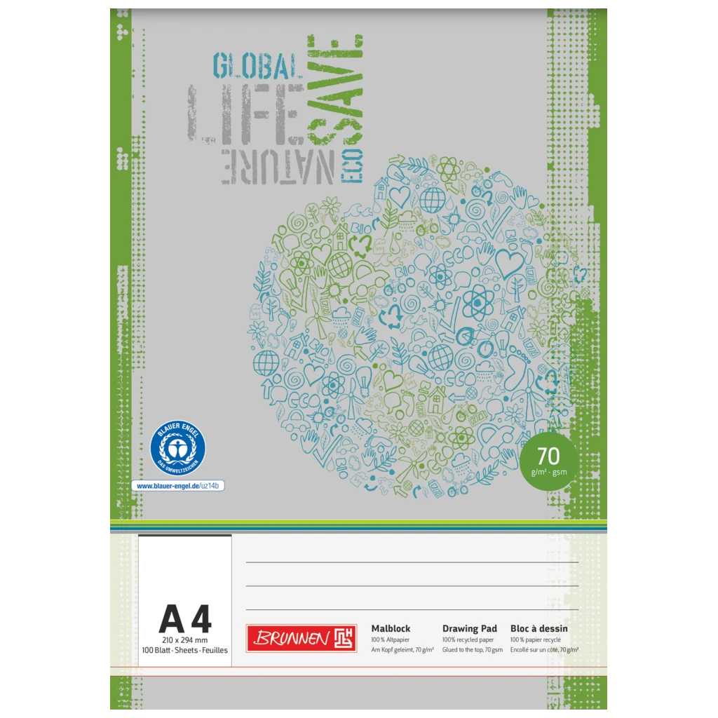 Målarblock Recycling | A4, 100 blad, grå
