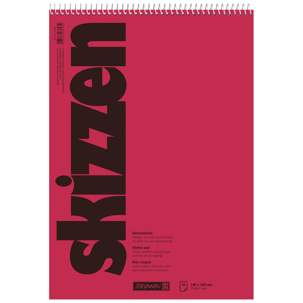 Skissblock | 240×340 mm, 50 blad, röd